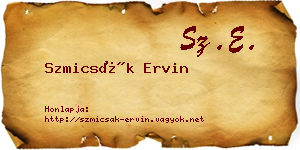 Szmicsák Ervin névjegykártya