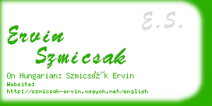 ervin szmicsak business card